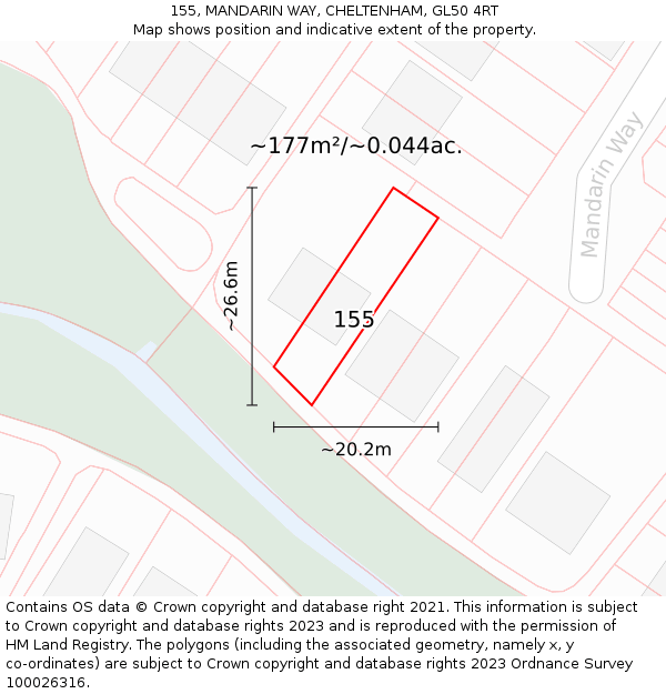 155, MANDARIN WAY, CHELTENHAM, GL50 4RT: Plot and title map