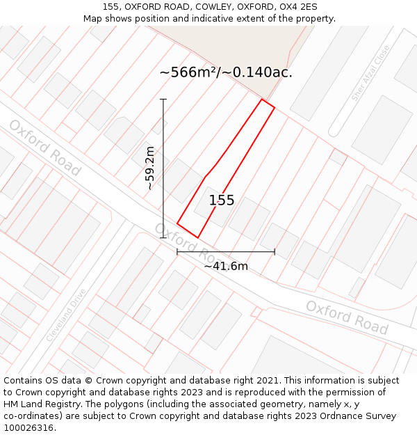 155, OXFORD ROAD, COWLEY, OXFORD, OX4 2ES: Plot and title map