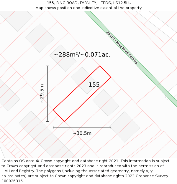 155, RING ROAD, FARNLEY, LEEDS, LS12 5LU: Plot and title map