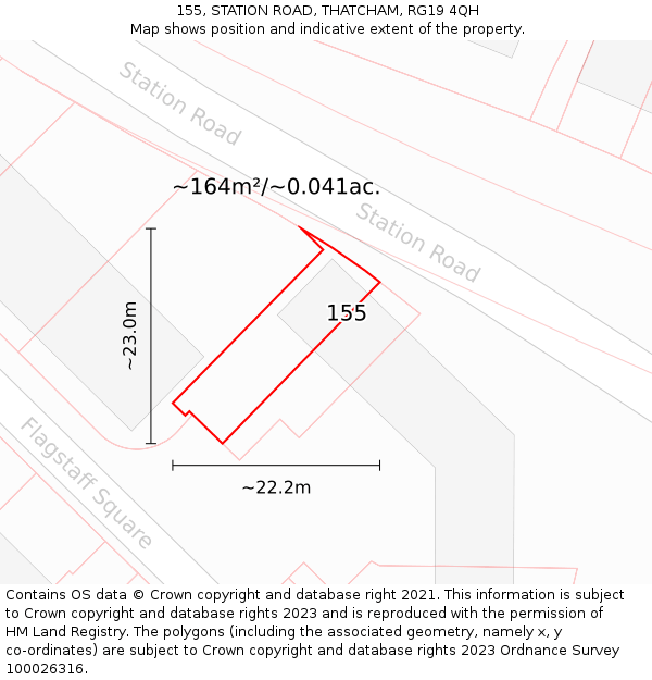 155, STATION ROAD, THATCHAM, RG19 4QH: Plot and title map