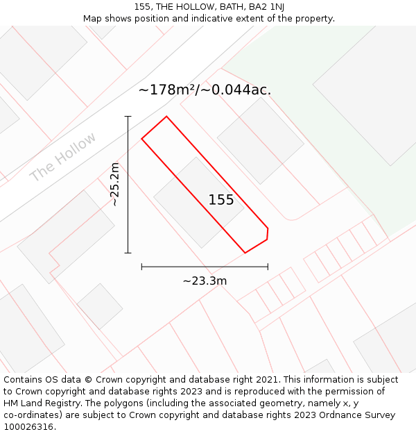 155, THE HOLLOW, BATH, BA2 1NJ: Plot and title map