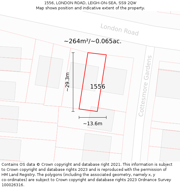1556, LONDON ROAD, LEIGH-ON-SEA, SS9 2QW: Plot and title map