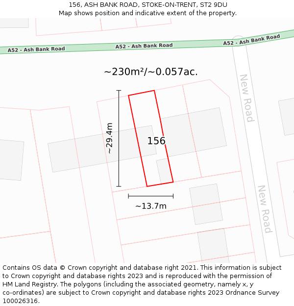 156, ASH BANK ROAD, STOKE-ON-TRENT, ST2 9DU: Plot and title map