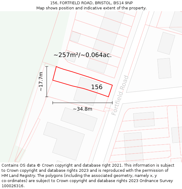 156, FORTFIELD ROAD, BRISTOL, BS14 9NP: Plot and title map