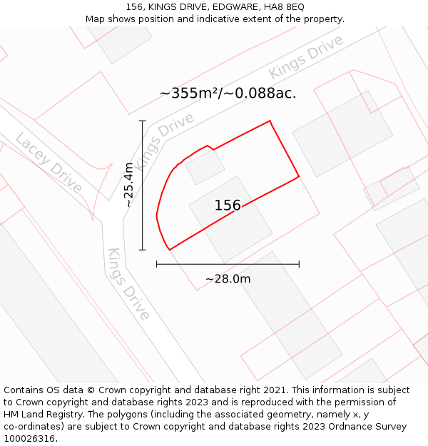 156, KINGS DRIVE, EDGWARE, HA8 8EQ: Plot and title map