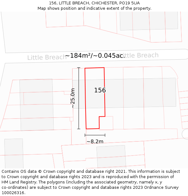 156, LITTLE BREACH, CHICHESTER, PO19 5UA: Plot and title map