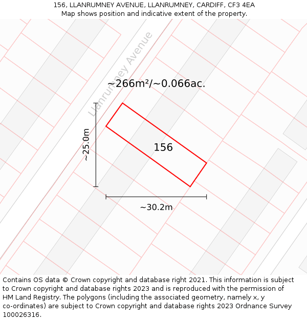 156, LLANRUMNEY AVENUE, LLANRUMNEY, CARDIFF, CF3 4EA: Plot and title map