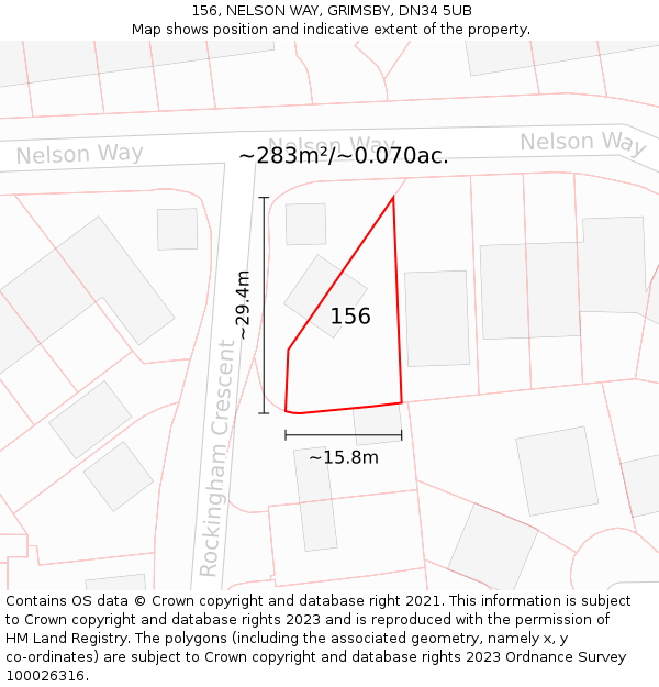 156, NELSON WAY, GRIMSBY, DN34 5UB: Plot and title map