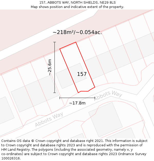 157, ABBOTS WAY, NORTH SHIELDS, NE29 8LS: Plot and title map