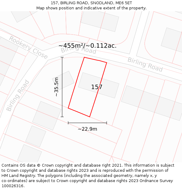 157, BIRLING ROAD, SNODLAND, ME6 5ET: Plot and title map