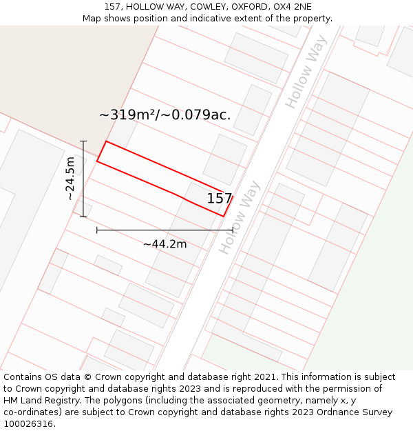 157, HOLLOW WAY, COWLEY, OXFORD, OX4 2NE: Plot and title map