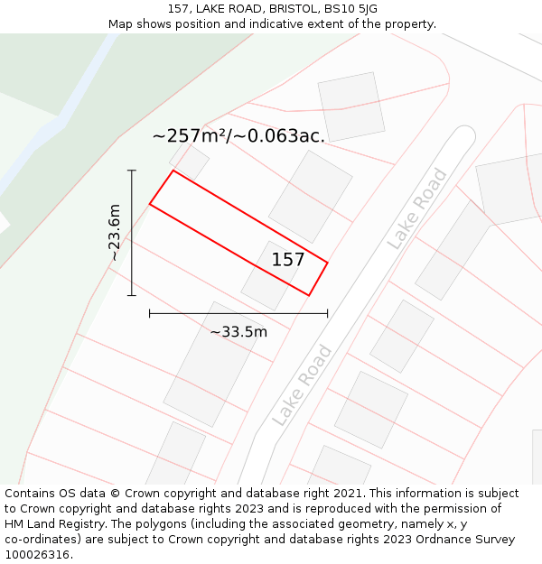 157, LAKE ROAD, BRISTOL, BS10 5JG: Plot and title map