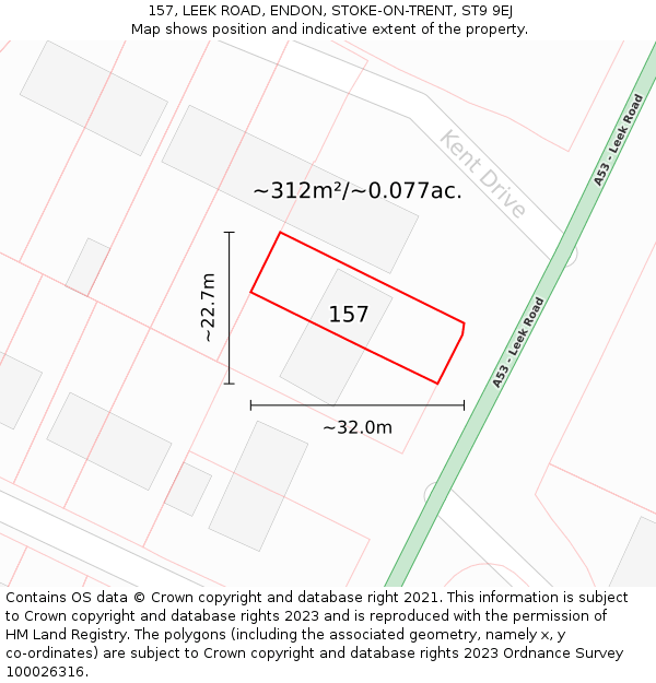 157, LEEK ROAD, ENDON, STOKE-ON-TRENT, ST9 9EJ: Plot and title map