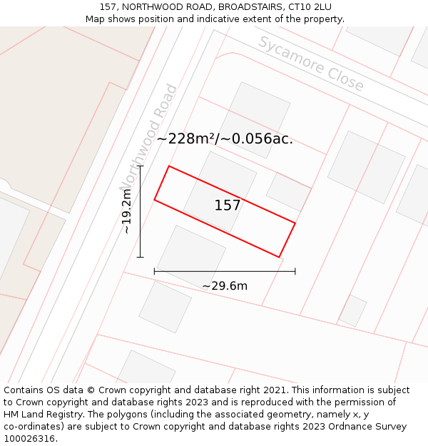 157, NORTHWOOD ROAD, BROADSTAIRS, CT10 2LU: Plot and title map