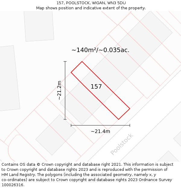 157, POOLSTOCK, WIGAN, WN3 5DU: Plot and title map