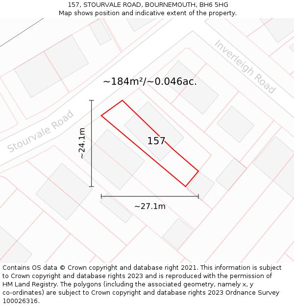 157, STOURVALE ROAD, BOURNEMOUTH, BH6 5HG: Plot and title map