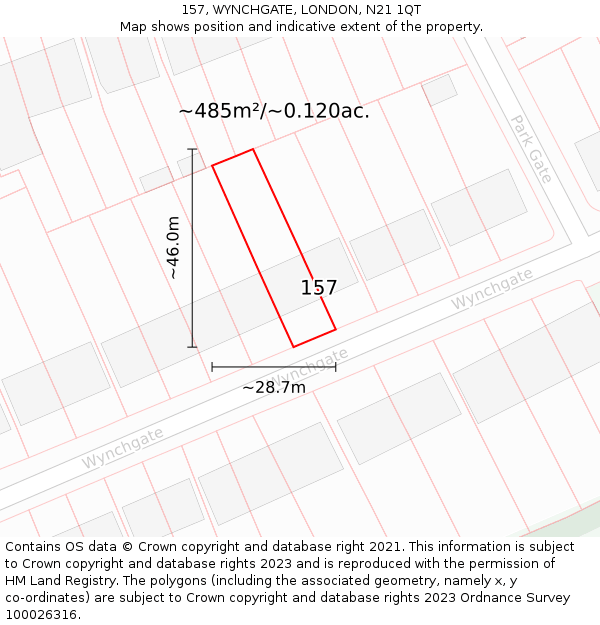 157, WYNCHGATE, LONDON, N21 1QT: Plot and title map