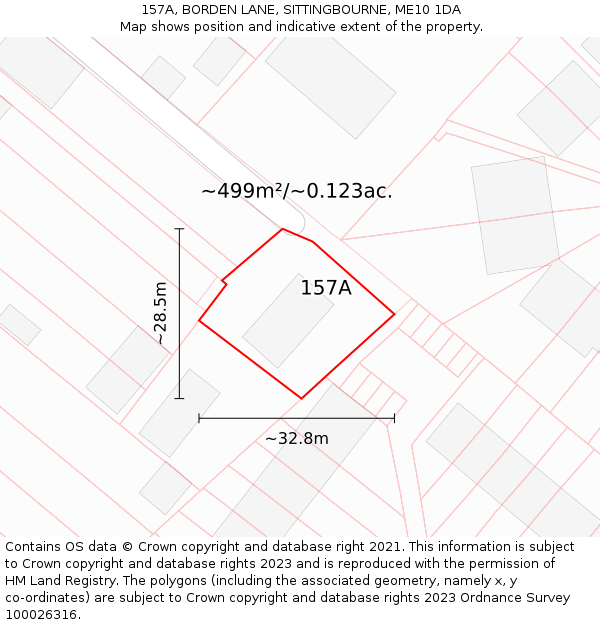 157A, BORDEN LANE, SITTINGBOURNE, ME10 1DA: Plot and title map