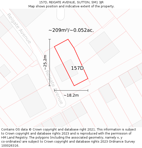 157D, REIGATE AVENUE, SUTTON, SM1 3JR: Plot and title map