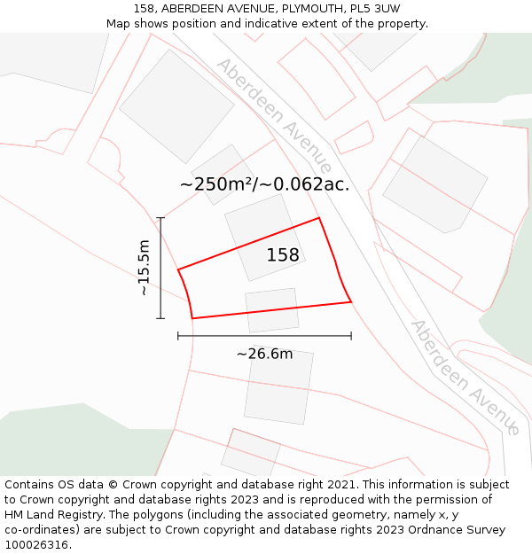 158, ABERDEEN AVENUE, PLYMOUTH, PL5 3UW: Plot and title map