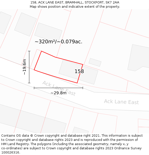 158, ACK LANE EAST, BRAMHALL, STOCKPORT, SK7 2AA: Plot and title map