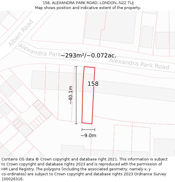 158, ALEXANDRA PARK ROAD, LONDON, N22 7UJ: Plot and title map