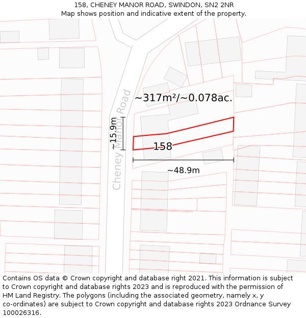 158, CHENEY MANOR ROAD, SWINDON, SN2 2NR: Plot and title map