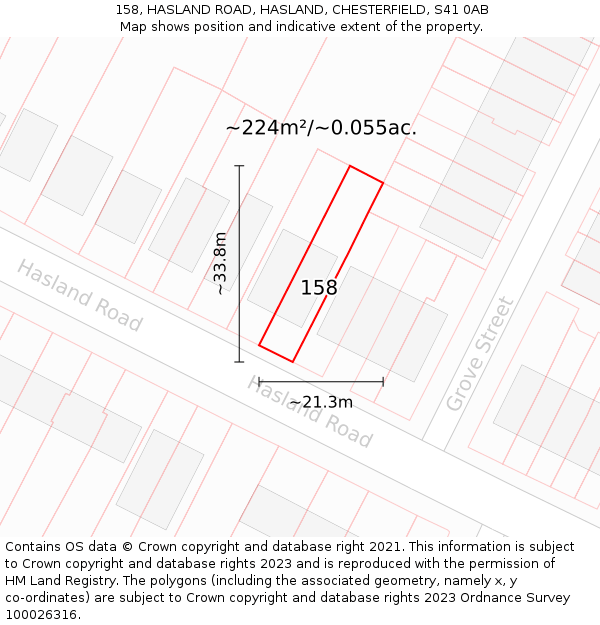 158, HASLAND ROAD, HASLAND, CHESTERFIELD, S41 0AB: Plot and title map