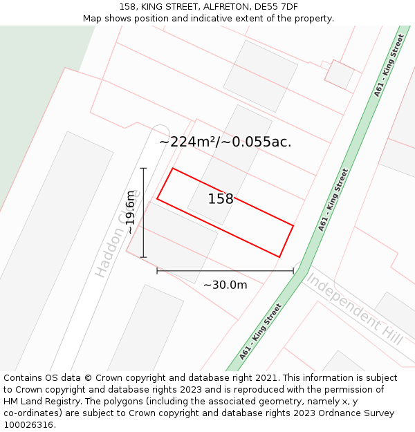 158, KING STREET, ALFRETON, DE55 7DF: Plot and title map