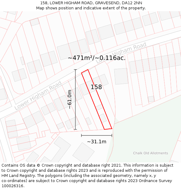 158, LOWER HIGHAM ROAD, GRAVESEND, DA12 2NN: Plot and title map