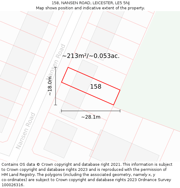 158, NANSEN ROAD, LEICESTER, LE5 5NJ: Plot and title map