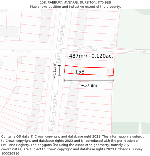 158, RAEBURN AVENUE, SURBITON, KT5 9EB: Plot and title map