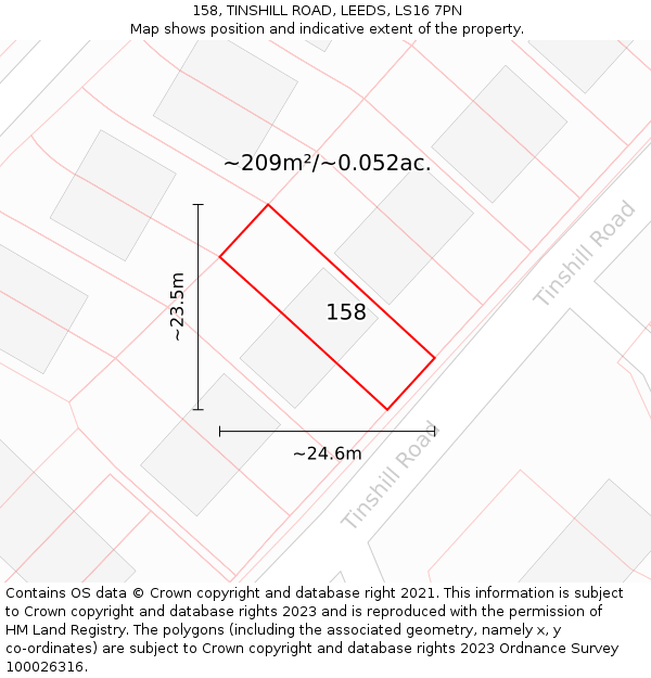 158, TINSHILL ROAD, LEEDS, LS16 7PN: Plot and title map