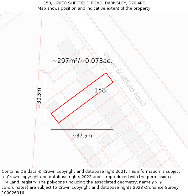 158, UPPER SHEFFIELD ROAD, BARNSLEY, S70 4PS: Plot and title map