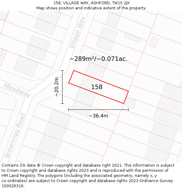 158, VILLAGE WAY, ASHFORD, TW15 2JX: Plot and title map