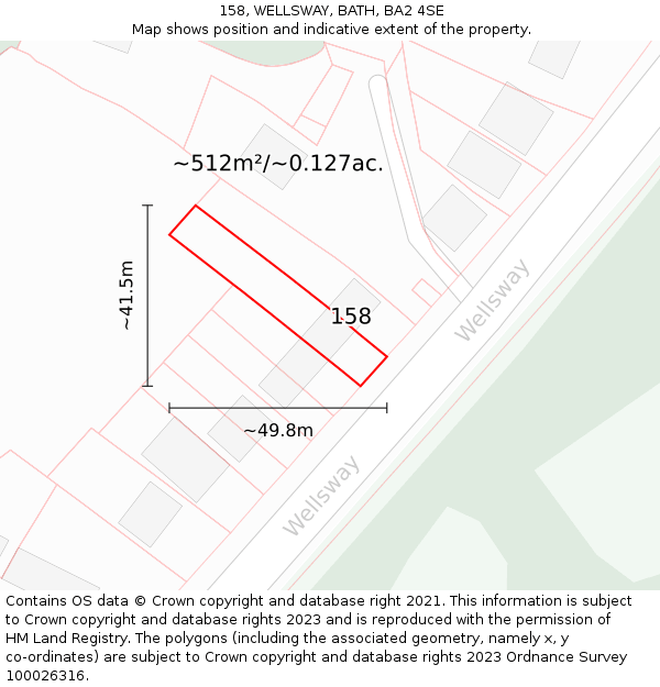 158, WELLSWAY, BATH, BA2 4SE: Plot and title map