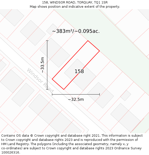 158, WINDSOR ROAD, TORQUAY, TQ1 1SR: Plot and title map