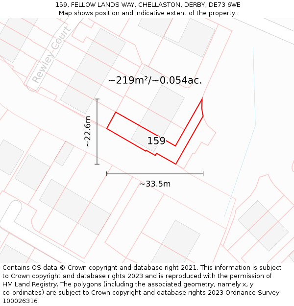 159, FELLOW LANDS WAY, CHELLASTON, DERBY, DE73 6WE: Plot and title map