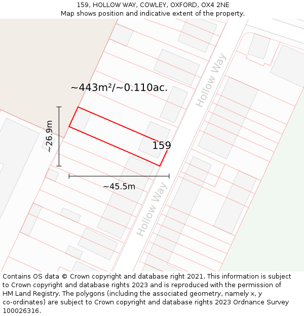 159, HOLLOW WAY, COWLEY, OXFORD, OX4 2NE: Plot and title map