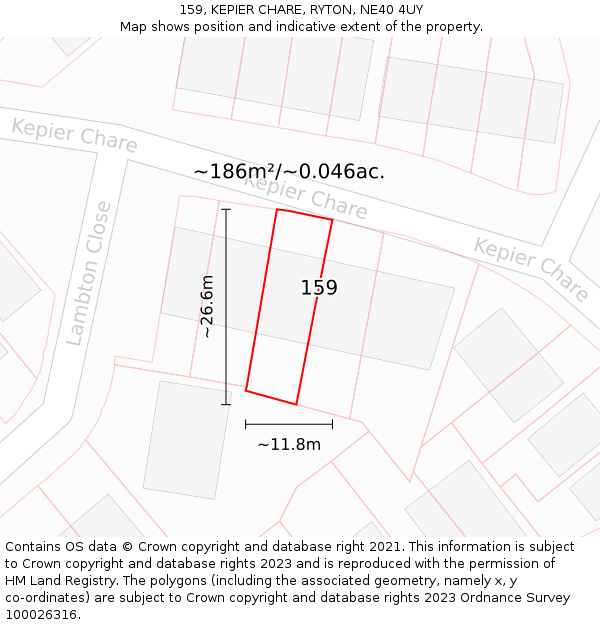 159, KEPIER CHARE, RYTON, NE40 4UY: Plot and title map
