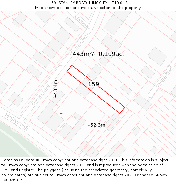 159, STANLEY ROAD, HINCKLEY, LE10 0HR: Plot and title map