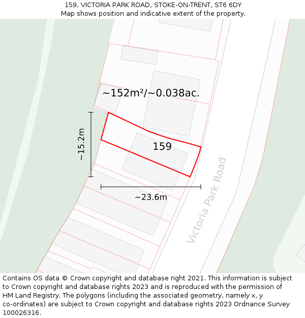 159, VICTORIA PARK ROAD, STOKE-ON-TRENT, ST6 6DY: Plot and title map