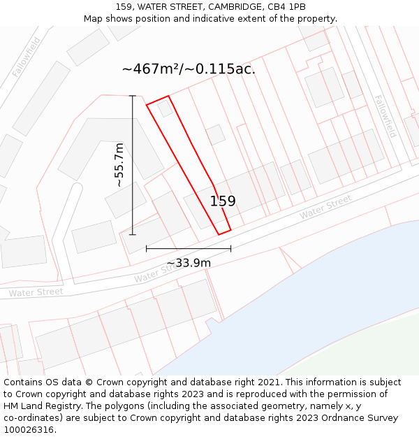 159, WATER STREET, CAMBRIDGE, CB4 1PB: Plot and title map