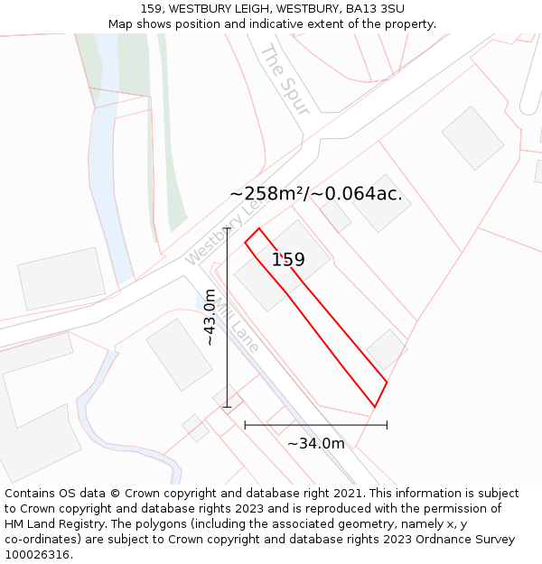 159, WESTBURY LEIGH, WESTBURY, BA13 3SU: Plot and title map