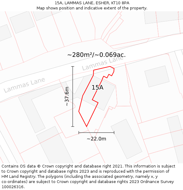 15A, LAMMAS LANE, ESHER, KT10 8PA: Plot and title map