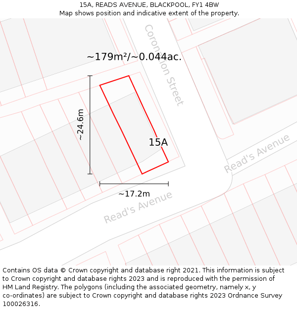 15A, READS AVENUE, BLACKPOOL, FY1 4BW: Plot and title map