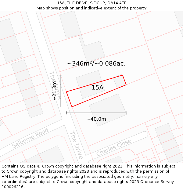 15A, THE DRIVE, SIDCUP, DA14 4ER: Plot and title map