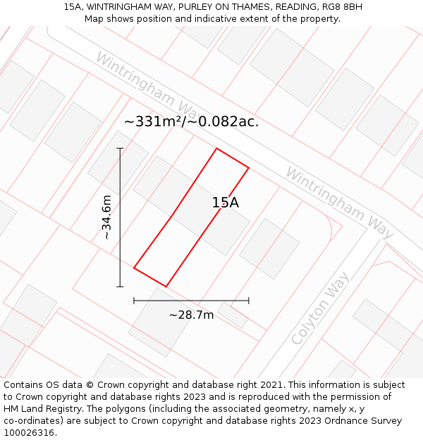 15A, WINTRINGHAM WAY, PURLEY ON THAMES, READING, RG8 8BH: Plot and title map