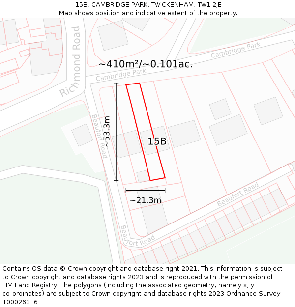15B, CAMBRIDGE PARK, TWICKENHAM, TW1 2JE: Plot and title map
