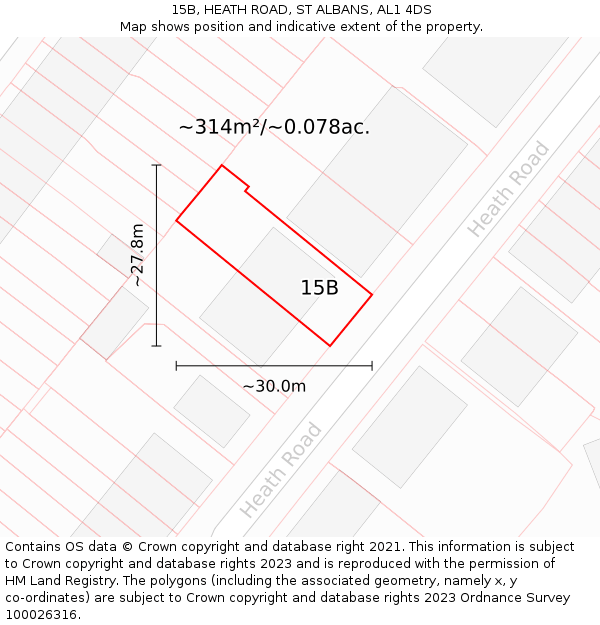 15B, HEATH ROAD, ST ALBANS, AL1 4DS: Plot and title map